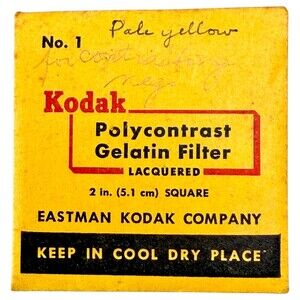Kodak Polycontrast Gelatin Filter 51 mm / 2” #1 Lacquer NOS Sealed writing on pk